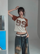 99 Raglan Cropped Knitwear Short-Sleeved