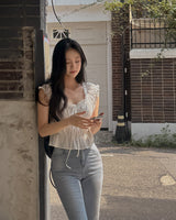 Zeble embroidered frill blouse