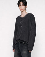 (UNISEX) リベット リブ ロングスリーブ