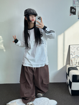 HIP TWO LINE NUMBERING LONG SLEEVE T-SHIRT💙🤍🖤3COLOR