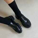 ラウンドプラットフォームローファー (BLACK)