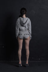 FR CROP HOODIE ZIP-UP GRAY
