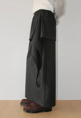 (WOOL) TIE STRAP LAYERED SKIRT