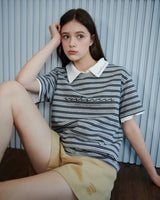 STRIPE LOGO T-SHIRT [GRAY]