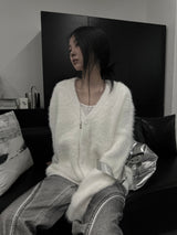 overfit blanc angora knit cardigan (unisex)
