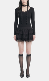 Sorin Lace Choker Knit Top