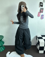 HOT HEAT 🔥 PADDING CARGO OVER UNISEX LONG PANTS🩶🖤2COLOR