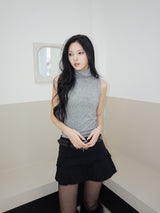 wool Angora sleeveless turtleneck T-shirt