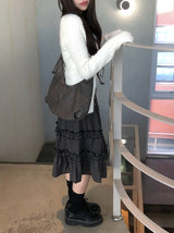 Ine Half Moon Two-Way Leather Cross Shoulder Bag