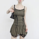fuzzy corset lace dress