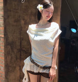 ボヘニアオフロールレースフリルトップ( belt set )