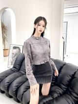1059. Star stud suede crop jk (2color)