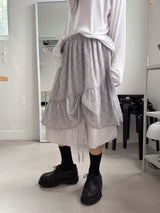  CHECK SHIRRING LAYERED SKIRT