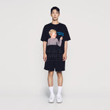 24FW フィンガーポインティングレタリングベビーフェイス半袖Tシャツ ブラック