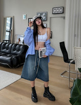 EZEN KILLING WASHING BERMUDA DENIM PANTS