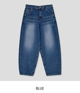 Lock Adjust Button Balloon Denim Pants