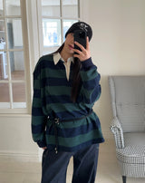 ピエルストライプカラーTシャツ