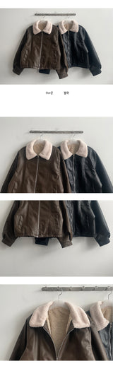 The hit  incision collar wool leather jumper