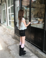 Eyelet belted shorts