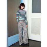 Striped embroidered skinny base long-sleeved T-shirt