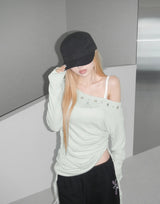 アイレットパンチングシャーリングロングTシャツ(4 color)