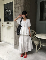 Bonomi Vintage Punching Tiered Banding Long Skirt