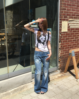Lowrise rosy bootscut denim pants