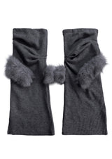 CURVED FUR LEG WARMERS . GRAY