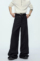 Deconstructed Wool Blend Suit Trousers