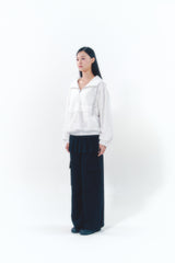Pleats Skirt Cargo Pants Set Black