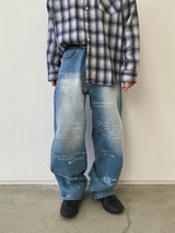 Typing Lettering Snap Denim Pants 2C