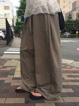 Roti Nylon Pintuck Banding Wide Pants