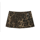 Leopard Skirt with Shorts - BROWN