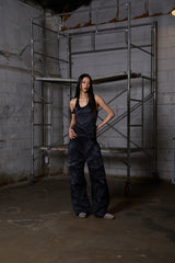 Dirty Washed Layered Halter Neck - Black