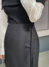 Ever Buckle Strap Wrap Long Skirt