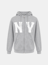 NY レタリングコットンフードジップアップ