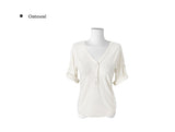 Poti Button V-Neck Roll-Up Three Quarter T-Shirt