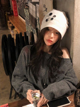 Unique Button Point Beanie (2color)