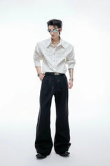 Striped Sequin Embroidered Linen Shirt