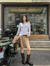 Modney pintuck tail shirring long sleeve