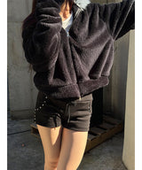 Trimming fur hood zip up(3color)
