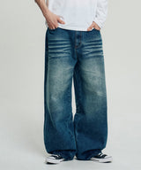 BACK HAND PRINTING WIDE DENIM PANTS