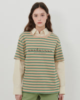 STRIPE LOGO T-SHIRT [BEIGE]