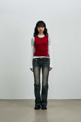 COMET LAYERED SLEEVE TOP / RED