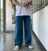 マーレットアイスリネンカーゴバンディングワイドパンツ