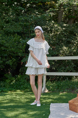 ULLALA PAJAMA Lila Short-sleeve Two-piece Ivory[24162WTSSN]