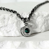 SS-Bullet Back Necklace_Black silver_EMERALD