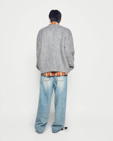 25FW V NECK SOLID CARDIGAN GRAY