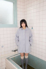 BUBBLE WOOL HALF COAT (BLUE)