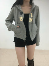 Heart Dot Stripe Hoodie Zip-up